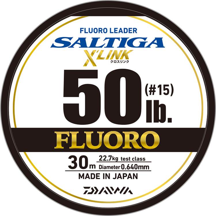 Daiwa Saltiga Fluoro Leader X'Link 50 lb spool label
